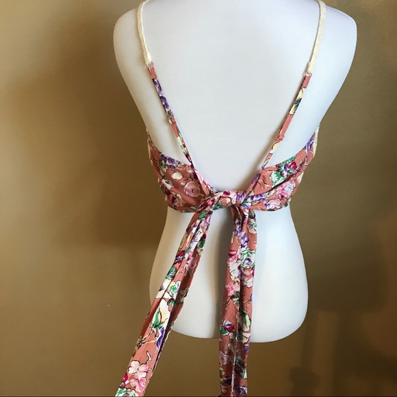 Free People Lace Halter Crop Top with Tie in Back - Picture 5 of 8